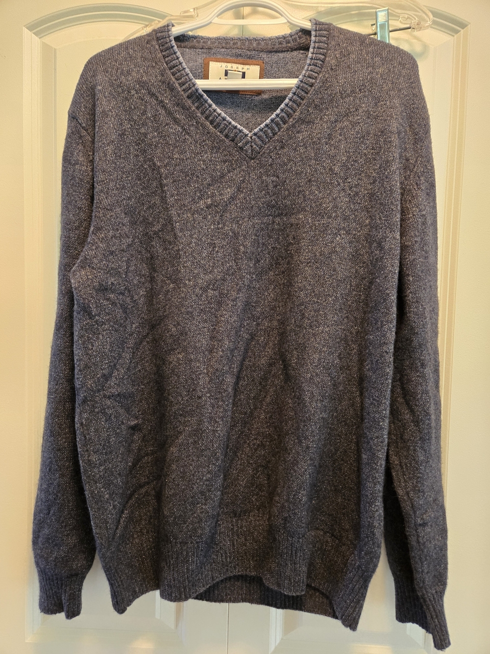 Joseph Abboud Men's V-Neck Heathered Blue Sweater